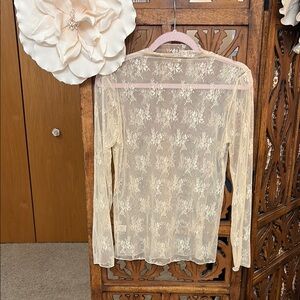 Chic Mesh  Cream Lace Women's Top
